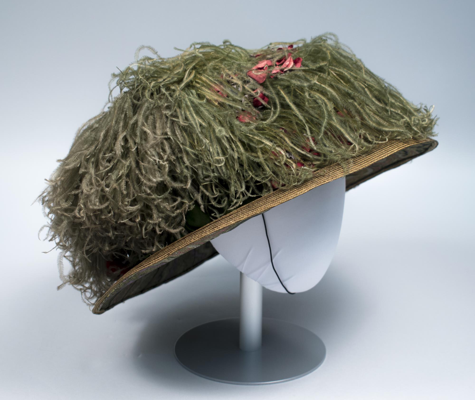 Image of Straw and ostrich plume hat, 1910